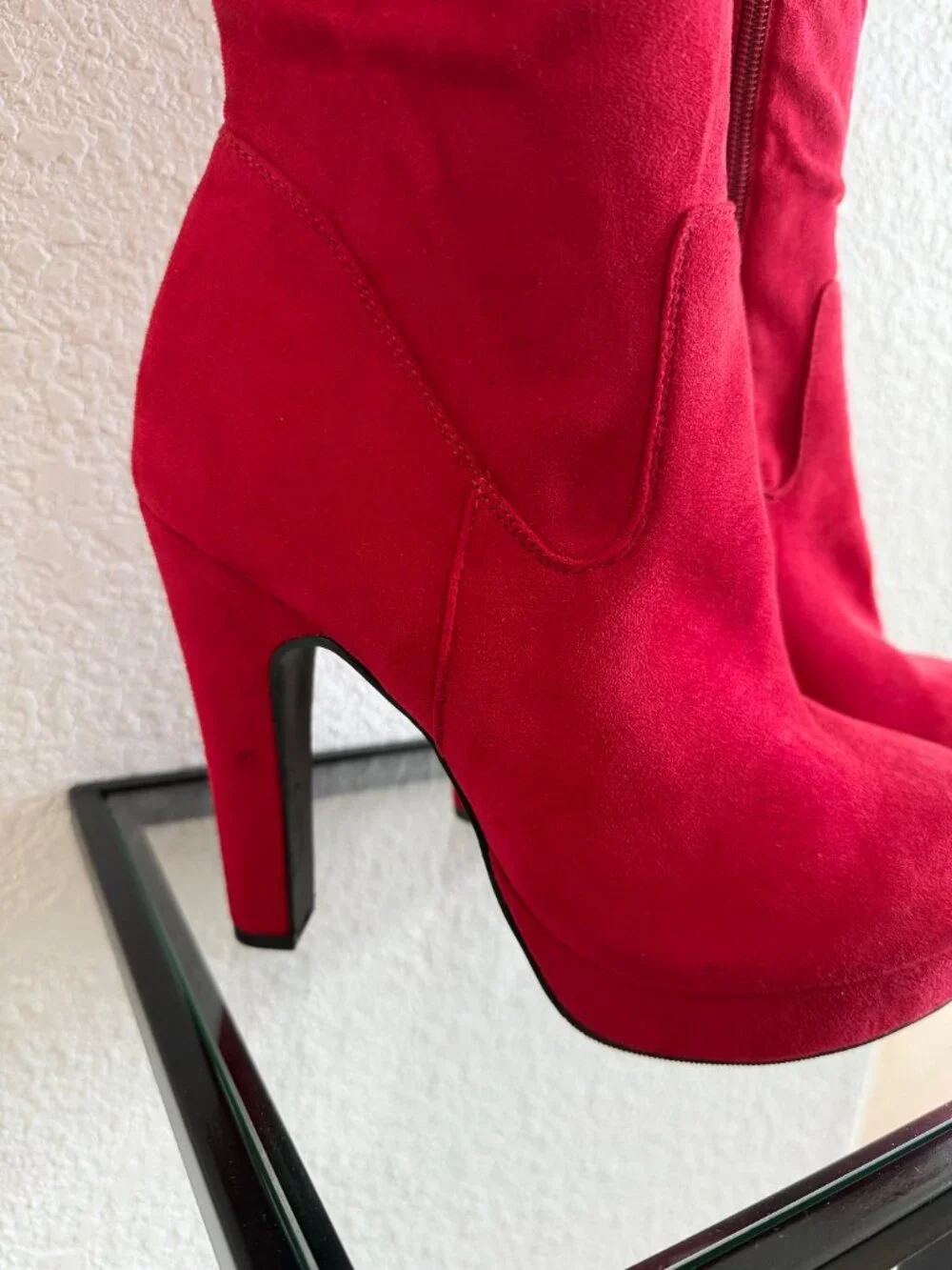 Torrid Bright Red Suede-Like Over the Knee Boots - Size 8